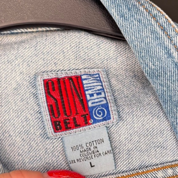 Hand Painted Christmas Denim Vest Snowmen Winter Scene Light Wash Unisex L - Picture 5 of 5